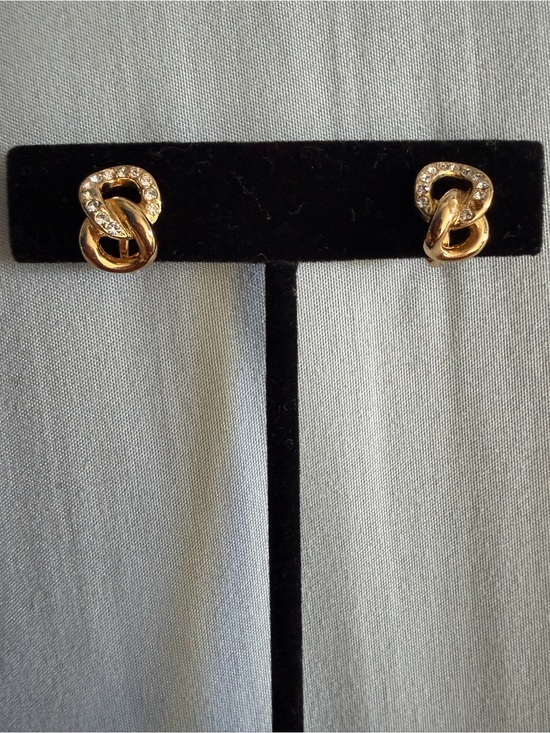 Dior Jewelry - Dior Gold-Tone Knot Earrings with Clear Crystal Accents